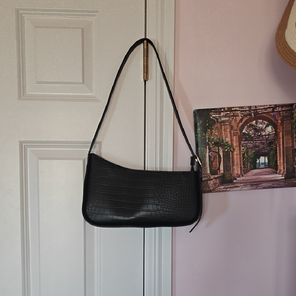 a new day Black Croc-Embossed Shoulder Bag